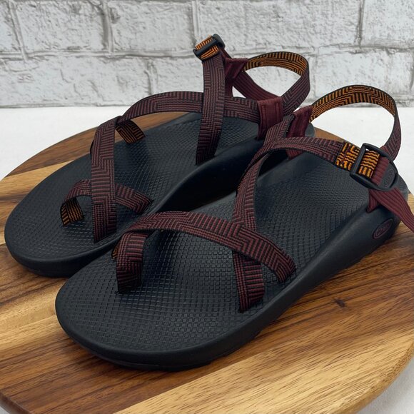 Chaco Mens 12 Strappy Toe Ring Toe Loop Burgundy Orange Hiking Outdoor Sandals main image 8